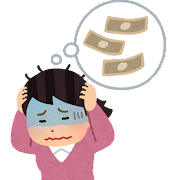 pose_atama_kakaeru_woman_money.png